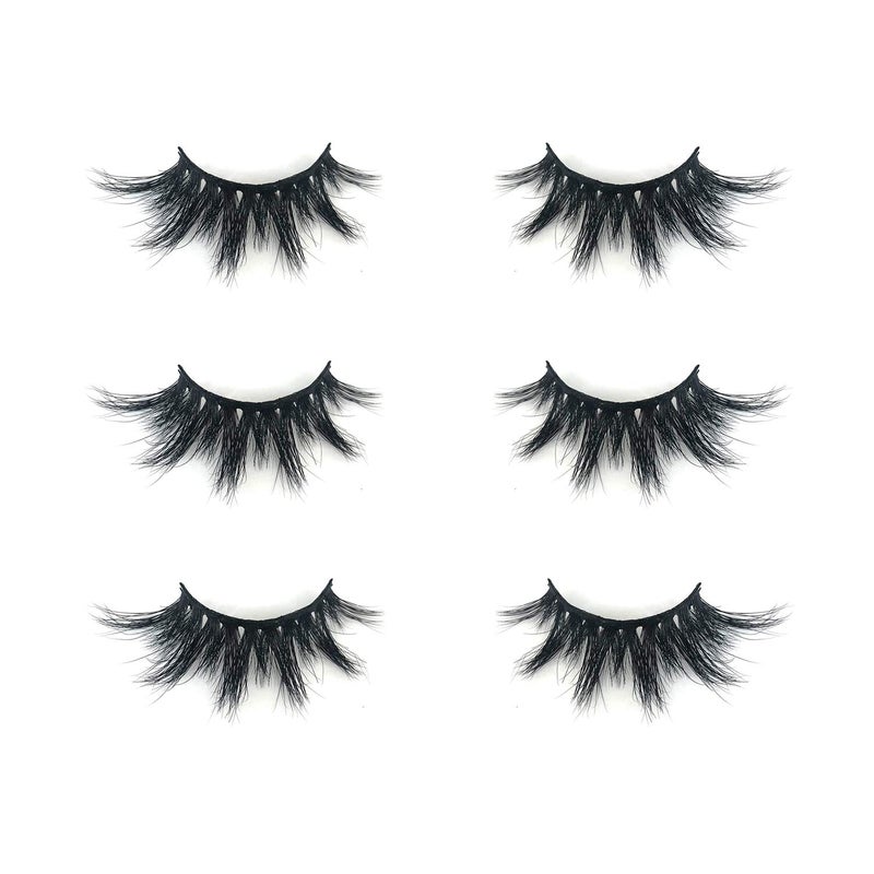 mikiwi Mink lashes Mikiwi 3 Pairs Eyelashes D384-3, Real Mink Eyelashes, Fluffy Mink Lashes, Thick HandMade Full Strip Lashes, Cruelty Free Luxury Makeup Dramatic Lashes, 20mm 3D Mink Lashes - Image 2